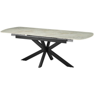 Eetkamertafel uitschuifbaar Arion Beige - Steen - Ovaal - 180x90cm - Hoogte 76 cm