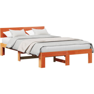 vidaXL - Bedframe - Wasbruin - 120 - x - 200 - cm - Massief - grenenhout