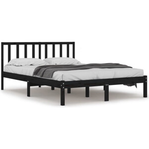 vidaXL - Bedframe - massief - grenenhout - zwart - 200x200 - cm