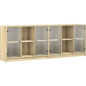 vidaXL - Boekenkast - met - deuren - 204x37x75 - cm - hout - sonoma - eikenkleurig