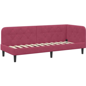 vidaXL - Hoek - Bed - Frame - Wijnrood - 80 - x - 200 - cm - Fluweel