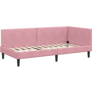 vidaXL - Hoek - Bed - Frame - met - hoofdeinde - Roze - 90 - cm - x - 200 - cm - Fluweel