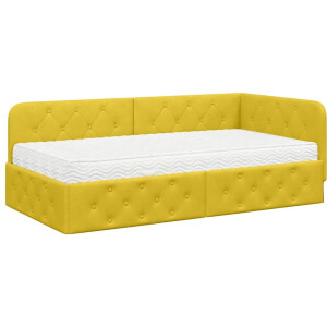 vidaXL - Hoek - Bed - Frame - Geel - 100 - x - 200 - cm - Fluweel