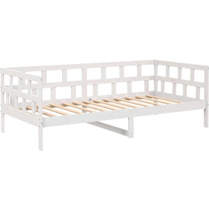 vidaXL - Slaapbank - massief - grenenhout - wit - 80x200 - cm