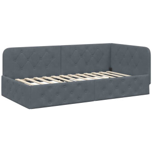 vidaXL - Hoek - Bed - Frame - Donkergrijs - 90 - x - 190 - cm - Fluweel