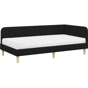 vidaXL - Hoek - Bed - Frame - Zwart - 100 - x - 200 - cm - Stof