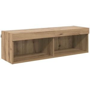 vidaXL - TV - Wandkast - Panama - Artisan - Eiken - 100 - x - 30 - x - 30 - cm - Bewerkt - hout