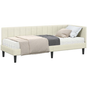vidaXL - Hoekbedframe - met - Matras - met - hoofdeinde - 2 - st - Crème - Fluweel