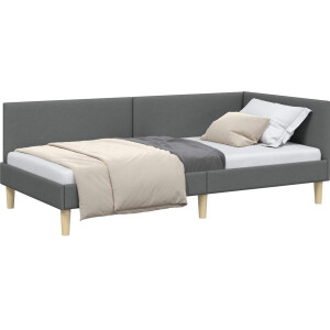 vidaXL - Hoek - Bed - Frame - Donkergrijs - 80 - cm - x - 200 - cm - Stof - en - multiplex