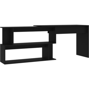 vidaXL - Hoekbureau - 200x50x76 - cm - bewerkt - hout - zwart