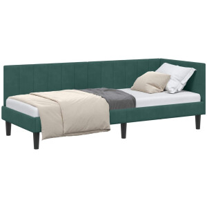 vidaXL - Hoek - Bed - Frame - Donkergroen - 80 - cm - x - 200 - cm - Fluweel