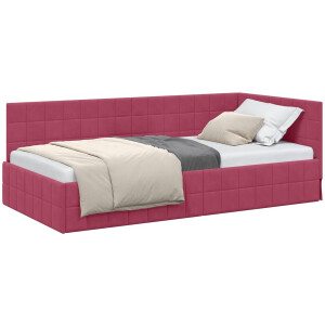 vidaXL - Hoek - Bed - Frame - met - hoofdeinde - Wijnrood - 90 - cm - x - 190 - cm - Fluweel