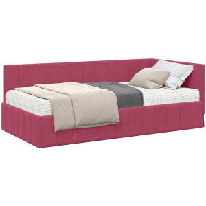 vidaXL - Hoekbedframe - met - Matras - met - hoofdeinde - 2 - st - Groen - Fluweel