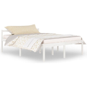 vidaXL - Seniorenbed - massief - grenenhout - wit - 150x200 - cm