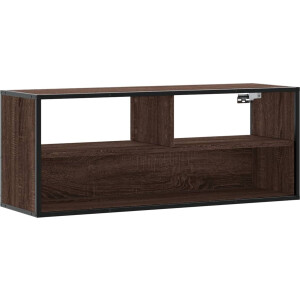 vidaXL - Tv-meubel - 100x31x39,5 - cm - bewerkt - hout - metaal - bruin - eikenkleurig