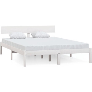 vidaXL - Bedframe - massief - grenenhout - wit - 140x200 - cm