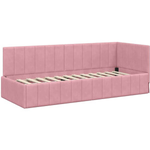 vidaXL - Hoek - Bed - Frame - met - hoofdeinde - Roze - 80 - cm - x - 200 - cm - Fluweel
