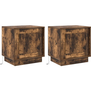 vidaXL - Nachtkastje - 2 - st - Rook - Eiken - 44 - x - 34,5 - x - 45 - cm - Bewerkt - hout