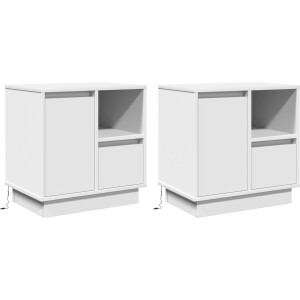 vidaXL - Nachtkastje - 2 - st - Wit - 50 - x - 34,5 - x - 50 - cm. - Bewerkt - hout