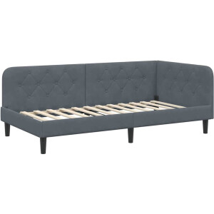 vidaXL - Hoek - Bed - Frame - Donkergrijs - 90 - x - 200 - cm - Fluweel