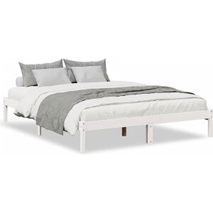 vidaXL - Bedframe - extra - lang - zonder - matras - grenenhout - wit - 160x210 - cm