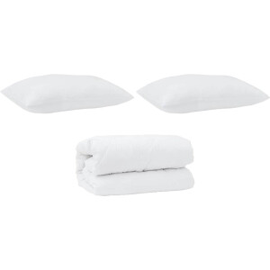 vidaXL - All-Season - Deken - met - kussen - 2 - st - Wit - Microvezel
