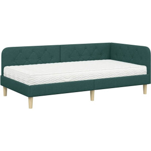 vidaXL - Hoek - Bed - Frame - Donkergroen - 100 - x - 200 - cm - Stof