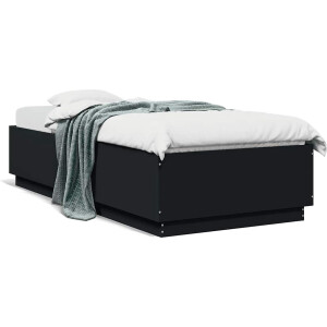 vidaXL - Bedframe - bewerkt - hout - zwart - 100x200 - cm