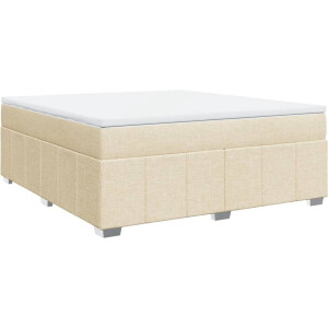 vidaXL - Boxspring - met - matras - stof - crèmekleurig - 180x200 - cm