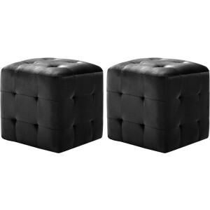 vidaXL - Poef - 2 - st - 30x30x30 - cm - fluweel - zwart