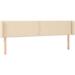 vidaXL - Hoofdbord - met - randen - 183x16x78/88 - cm - stof - crèmekleurig