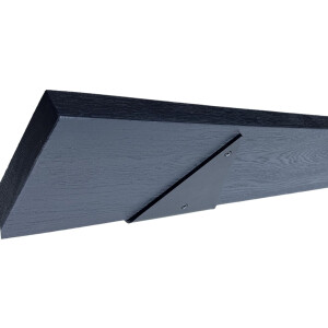 GoudmetHout - Massief Eiken Wandplank - 140x15 cm - Zwart Eiken - Plankdrager driehoekvorm Mat Zwart - Boekenplank - Muurplank