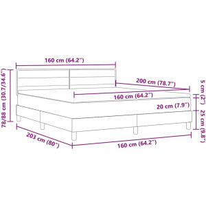 vidaXL - Boxspring - bed - met - hoofdeinde - Lichtgrijs - 160 - x - 200 - cm - Stof