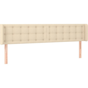 vidaXL - Hoofdbord - met - randen - 163x16x78/88 - cm - stof - crèmekleurig