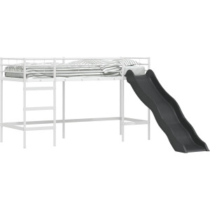 vidaXL - Kinderen - Loft - Bed - Frame - met - Glijbaan - Wit - en - Antraciet