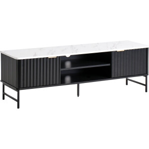 BELIANI GLASTONBURY - TV-meubel - Zwart/Marmer - 140 x 40 cm - MDF