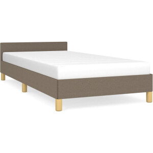 vidaXL - Bedframe - met - hoofdeinde - zonder - matras - 90x200 - cm - stof - taupe
