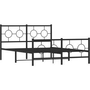 vidaXL - Bedframe - met - hoofd- - en - voeteneinde - metaal - zwart - 140x200 - cm