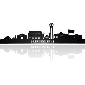 Skyline van Paardenmarkt Hedel - Zwart-mdf - 110cm - Wanddecoratie van hout