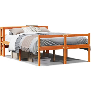vidaXL - Bedframe - met - hoofdbord - grenenhout - wasbruin - 140x200 - cm