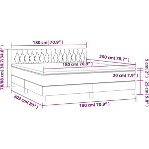 vidaXL - Boxspring - met - matras - stof - lichtgrijs - 180x200 - cm