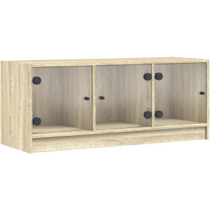 vidaXL Tv-meubel - Glazen deuren - Sonoma eikenkleurig Tv Meubel - Salontafel - Houten Tv Kast - Tv Stand - Mediastand