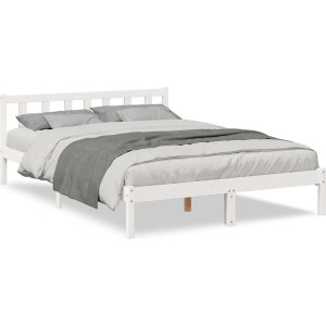 vidaXL - Bedframe - extra - lang - zonder - matras - grenenhout - wit - 140x220 - cm