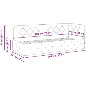 vidaXL - Hoek - Bed - Frame - Donkergroen - 80 - x - 200 - cm - Fluweel