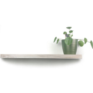 Zwevende wandplank eiken recht natuurlijk wit 100 x 30 cm incl. bevestigingsmateriaal - Boekenrek - Boekenplank - Boomstam plank - Witte wandplank - Boomstam wandplank