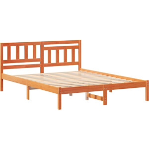vidaXL - Bedframe - Wasbruin - 140 - x - 200 - cm - Massief - grenenhout