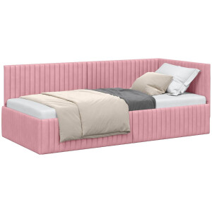 vidaXL - Hoek - Bed - Frame - met - hoofdeinde - Roze - 90 - cm - x - 200 - cm - Fluweel