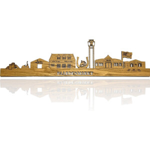 Skyline van Paardenmarkt Hedel - Eikenhout - 110cm - Wanddecoratie van hout