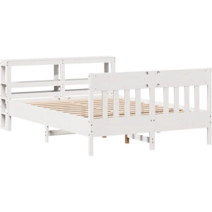 vidaXL - Bedframe - zonder - matras - massief - grenenhout - wit - 160x200 - cm