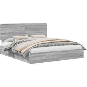 vidaXL - Opbergbed - met - hoofdeinde - Grijs - Sonoma - 200 - x - 200 - cm - Bewerkt - hout